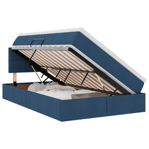 vidaXL Lit de rangement LED avec matelas Bleu 120 x 200 cm Tissu