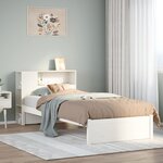 vidaXL Lit bibliothèque sans matelas blanc 100x200 cm bois pin massif