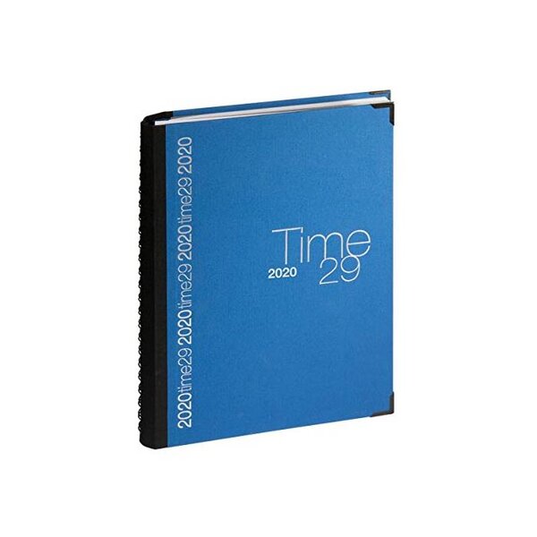 Agenda Journalier Time 29W toile bordée Spirale Répertoire 297x210 mm Bleu EXACOMPTA