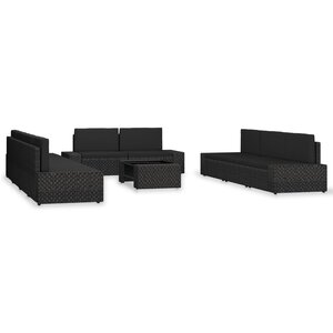 vidaXL Salon de jardin 10 Pièces Résine tressée Noir