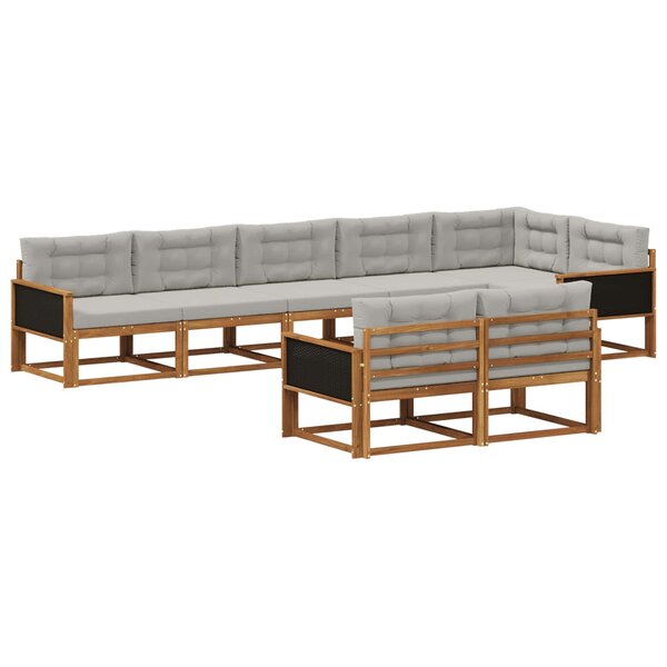 vidaXL Ensemble de canapés d'extérieur 8 pc Naturel et Gris clair
