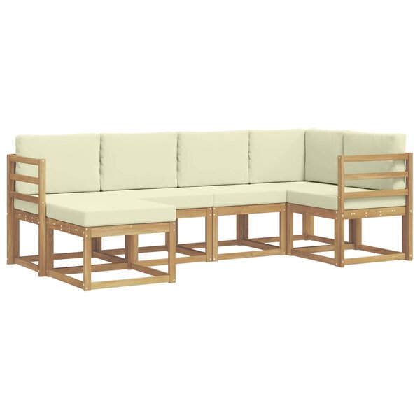 vidaXL Ensemble de canapés d'extérieur 6 pc Blanc et crème Polyester