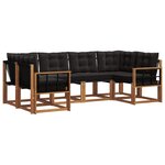 vidaXL Ensemble de canapés d'extérieur 6 pc Naturel et noir