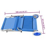 vidaXL Chaise longue pliable avec auvent et roues Acier Bleu