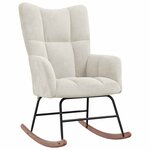 vidaXL Chaise à bascule avec repose-pied Blanc crème Velours