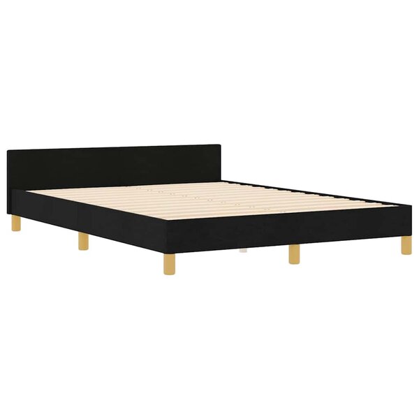 vidaXL Cadre de lit avec tête de lit Noir 140 x 190 cm tissu