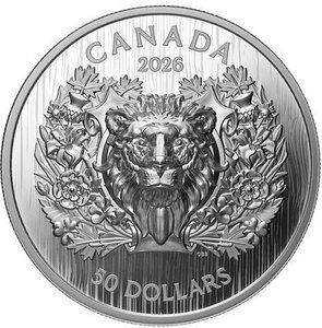 Pièce de monnaie en Argent 50 Dollars g 68 Millésime 2026 HERALDIC LION