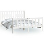 vidaXL Cadre de lit avec tête de lit blanc bois pin massif 160x200 cm