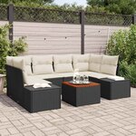 vidaXL Ensemble de canapé de jardin 7 Pièces Noir  blanc