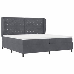 vidaXL Lit à ressorts avec matelas Gris foncé 200 x 200 cm Polyester