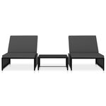 vidaXL Chaises inclinables de jardin lot de 2 et table résine tressée