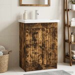 vidaXL Armoire sous évier de salle de bain Chêne fumé