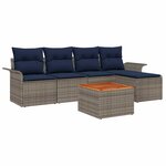vidaXL Ensemble de canapé de jardin avec coussin 6 Pièces Gris et marine