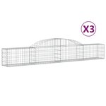 vidaXL Paniers à gabions arqués 3 Pièces 300x30x40/60 cm fer galvanisé