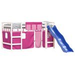 vidaXL Lit mezzanine enfants avec rideaux sans matelas rose 90x190 cm