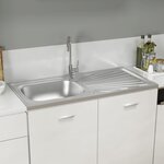 vidaXL Jeu d'évier de cuisine et égouttoir argenté 1000x500x155mm inox