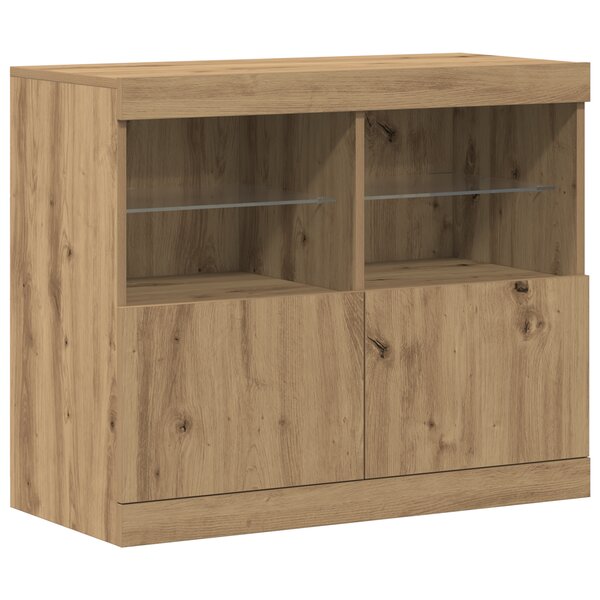 vidaXL Buffet avec lumières LED Chêne 81x37x67 cm