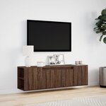 vidaXL Meuble TV mural avec lumières LED chêne marron 135x31x39 5 cm