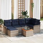 vidaXL Ensemble de canapé de jardin avec coussin 7 Pièces Gris et marine
