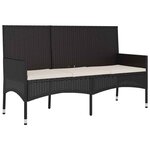 vidaXL Banc de jardin à 3 places avec coussins Noir Résine tressée