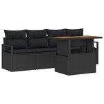 vidaXL Ensemble de canapé de jardin 5 Pièces Noir 100 x 55 x 73 cm