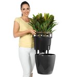 LECHUZA Jardinière Classico 43 LS ALL-IN-ONE Charbon métallique 16083