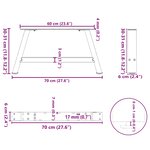 vidaXL Pieds de table basse en forme de A  2 pièces  noir  70 x (30-31) cm  acier