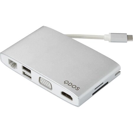 QDOS PowerLink Grand Hub USB-C 8-en-1 - Argent