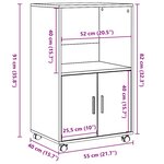 vidaXL Armoire à roulettes chêne fumé 55x40x91 cm bois d'ingénierie
