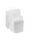 (1 cls  100 sacs) sac kraft à poignées torsadées blanc