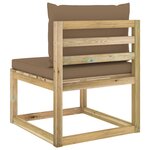 Vidaxl canapé central de jardin avec coussins bois imprégné de vert