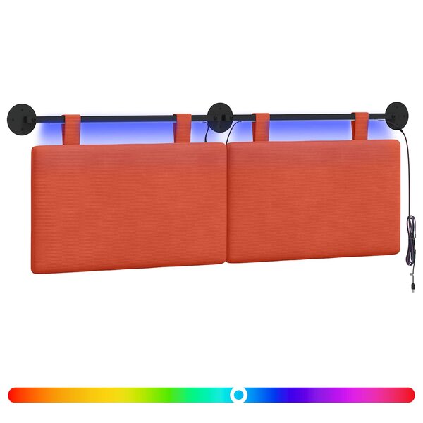 vidaXL Tête de lit suspendue Rouge orange Tissu en velours côtelé