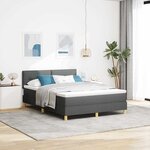 vidaXL Lit à ressorts avec matelas Gris foncé 140 x 200 cm tissu