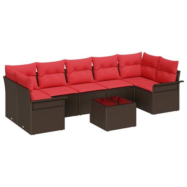 vidaXL Ensemble de canapé de jardin 8 Pièces Marron polyrotin
