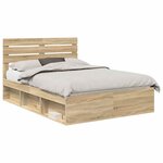 vidaXL Cadre de lit avec tête de lit Sonoma 160 x 200 cm Pin massif
