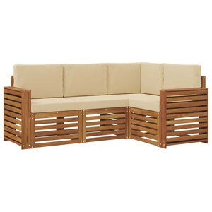 vidaXL Ensemble de canapés d'extérieur 4 pc Naturel et Beige Polyester