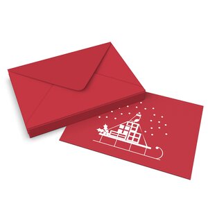 Lot de 20 enveloppes de noël traîneau à neige rouge foncé 162x229 mm (c5)