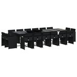 vidaXL Ensemble à manger de jardin 17 Pièces coussins noir résine tressée