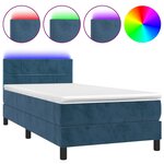 vidaXL Sommier à lattes de lit avec matelas LED Bleu foncé 100x200 cm
