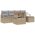 Ensemble de canapé de jardin 6 pièces avec coussins Beige en Rotin