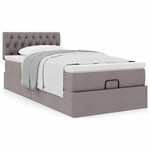 vidaXL Lit ottoman avec matelas taupe 100x200 cm tissu