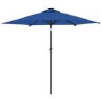 vidaXL Parasol de jardin LED mât en acier bleu azuré 225x225x212 cm