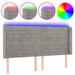 vidaXL Tête de lit à LED Gris clair 183x16x118/128 cm Velours