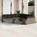 vidaXL Salon de jardin 11 Pièces avec coussins gris clair résine tressée