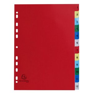 Intercalaires Imprimés Numériques Polypropylène 12/100e - 12 Positions - A4 - Assorties Vives - X 20 - Exacompta