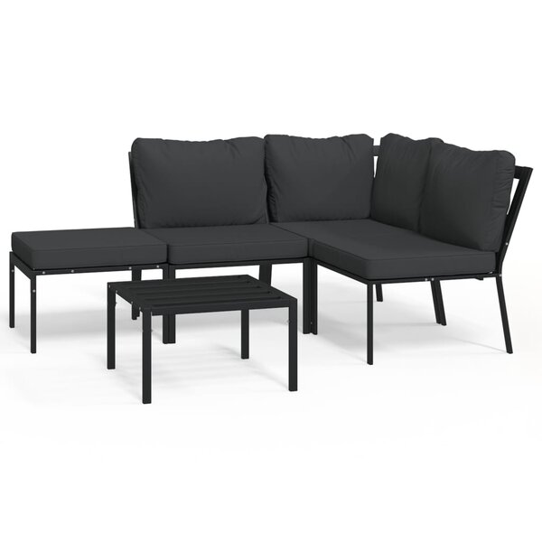 vidaXL Salon de jardin 5 Pièces avec coussins gris acier