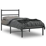 vidaXL Cadre de lit métal sans matelas avec tête de lit noir 90x190 cm