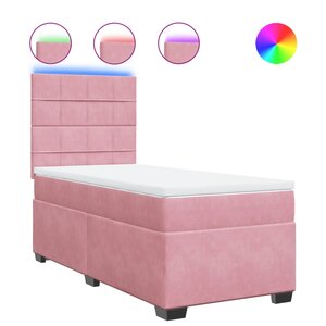 vidaXL Sommier à lattes de lit avec matelas Rose 90x200 cm Velours