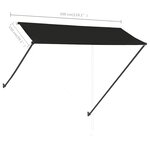 vidaXL Auvent rétractable avec LED 300x150 cm Anthracite