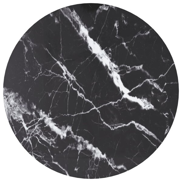 vidaXL Dessus de table noir Ø60x0 8cm verre trempé avec design marbre